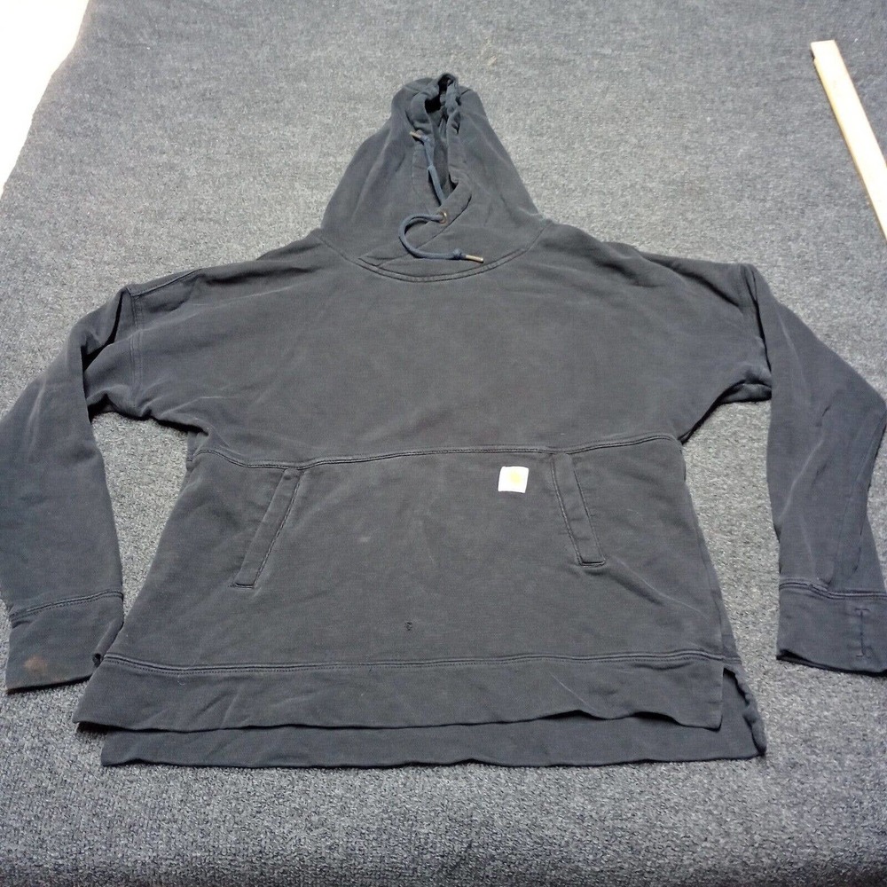 Carhartt Hoodie Women Medium‎ 8/10 Black Pullover Sweater Relaxed Fit Workwear